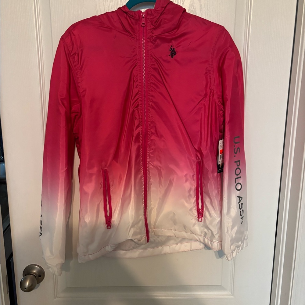 U.S. Polo Assn. Women Gradient Pink and White Raincoat